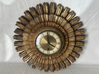 Fine Vintage Mid Century Modern German 8-day Sunburst Clock- 15' In Diameter