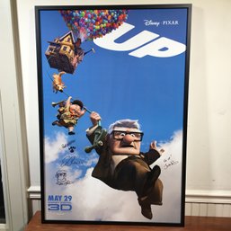 Fantastic Signed DISNEY / Pixar UP Movie Poster - Ed Asner - Bob Petersen - Custom Framed - NICE POSTER !