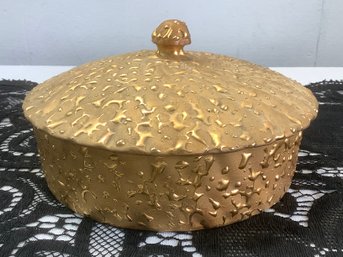 Hand Decorated 22k Gold Painted Jar