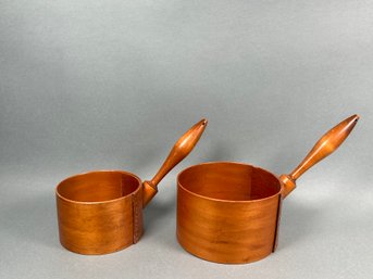 Two Beautiful Cherry Wood Shaker Style Pots With Handles
