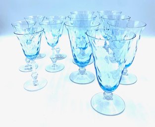 Vintage Wavecrest Blue Stemware By Fostoria