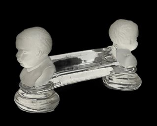 Victorian Frosted Children's Busts Crystal Knife Rest