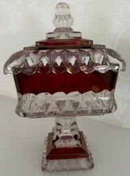 Ruby And Clear Glass Compote