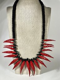Hand Crafted Hot Peppers Beaded Necklace Clay/paper Mache