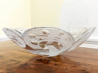 A Large Art Deco Glass Peacock Serving Bowl, Russian In Origin