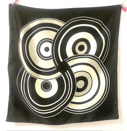 Vintage Black And White Hypnotic Circular Patterned Scarf