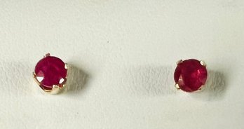 DAINTY 14K GOLD RUBY STUD EARRINGS