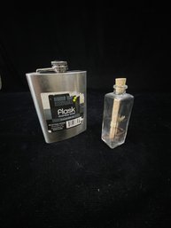 Flask And Note In A Bottle