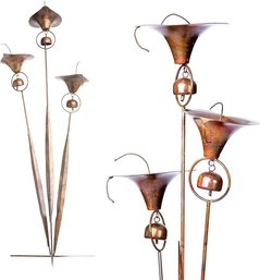 Triple Calla Lily Garden Stake With Bells- A Pair