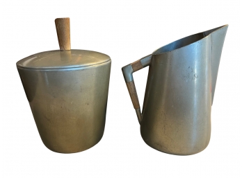 Pewter Pitcher And Lidded Canister Set