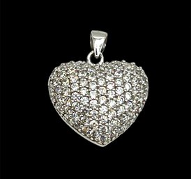 Vintage Sterling Silver Bubble Rhinestone Heart Pendant