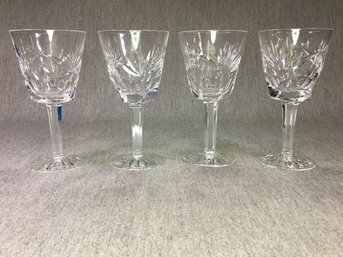 Lot (1 Of 2) Group Of Four (4) WATERFORD - ASHLING Pattern White Wine / Water Glasses - All Perfect Condition