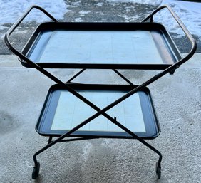 Vintage Two Tier Metal Tray Cart