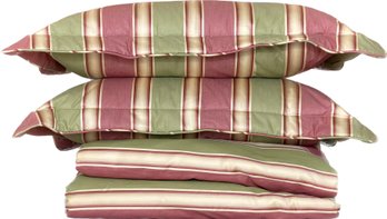 A Pair Of Custom Pinch Pleat Extra Wide Drapery Panels And A Set Of 2 Matching Pillow Shams With Inserts