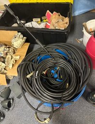 Different Type Of Very Large And Small Cables, Battery Jumper Cable, Pressure Washer.