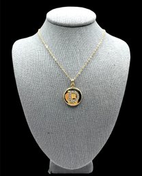 Sterling Silver Vermeil Initial D Reversible Pendant Necklace