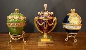 Trio Of Joan Rivers Collection Faberge Eggs