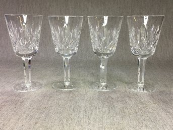 Fabulous Lot Of Four (4) WATERFORD LISMORE Pattern Water / Wine Glasses - Very Pretty - All Have No Damage