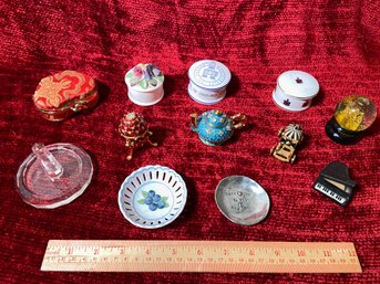 Assorted Porcelain Trinket Box Egg Teapot Carriage Hinged Metal Miniature Trinket Box