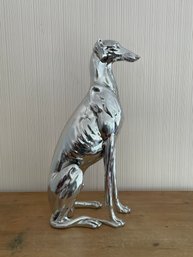 Large Greyhound Sculpture With Chrome Finish