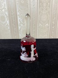 Vintage Mary Gregory Red Glass Bell