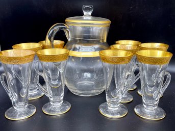 A Vintage Gold Rimmed Coffee Service