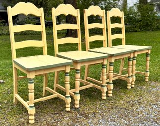 A Set Of 4 Painted Pine Farmhouse Side Chairs, C. 1920s