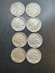 8 Buffalo Nickels 1928, 1930, 1935, 1936 (2), 1937 (2), 1937-S