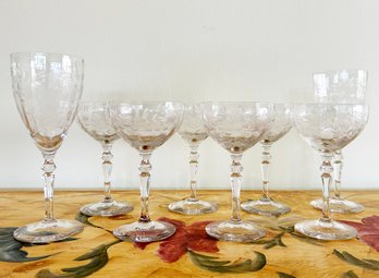 Vintage Etched Glass Stemware