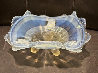 Beautiful Vintage Opalescent Northwood Klondyke Ruffled Footed Bowl