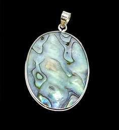 Vintage Sterling Silver Abalone Shell Pendant