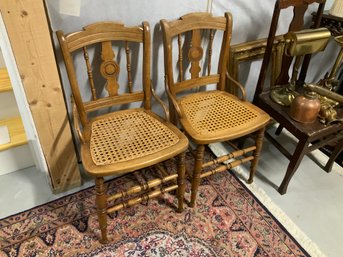 Pair Of Antique Cane Seat Chairs