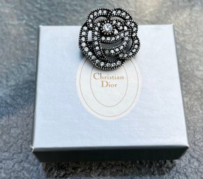 Christian Dior Rhinestone Brooch With Box