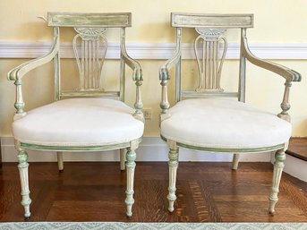 A Pair Of Elegant Vintage Louis XVI Fauteuil, Possibly Lillian August