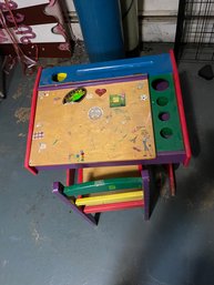 Vintage Colorful Children's Desk With Chair