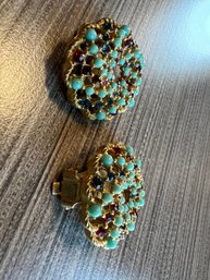Vintage Jadeite Button Clip On Earrings