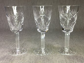 Lot (1 Of 2) Group Of Three (3) WATERFORD - ASHLING Pattern Tall Aperitif / Cordial / Sherry Glasses - Nice !