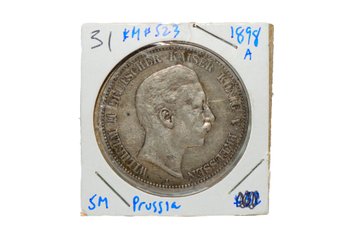 1898 German Empire 5 Mark Silver Coin