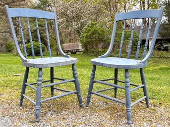 A Pair Of Rustic Mid Century Farmhouse Chairs