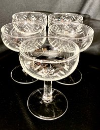 Vintage Set Of 5 Javit Etched Champagne Glasses