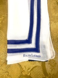 Vintage Ralph Lauren Blue Bordered White Hankie
