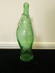 Vintage Antinori Italy Wine Bottle Green Glass Figural Fish Bottle