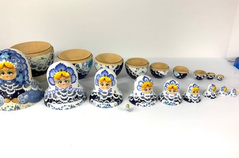 Blue And White 10 Piece Russian Nesting Doll 1999