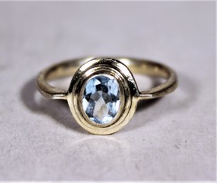 Blue Topaz Sterling Silver Ladies Ring About Size 7