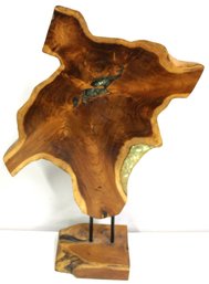 Primitive Original Abstract Wood Sculpture Modern Art Hand Carved On Stand