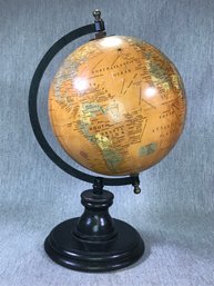 Fantastic Vintage Style Decorator Item - Desk Globe On Wooden Stand - GREAT Vintage Look - Nice Size Globe