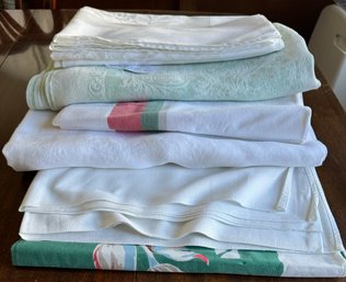 Five Vintage Linen Table Cloths