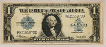 1923 One Blue Seal Silver Dollar Note Silver Certificate