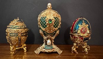 Trio Of Joan Rivers Collection Faberge Eggs