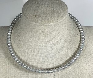 Cultured Pearl Choker Necklace  In Gray Torque Style